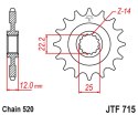 JT ZĘBATKA PRZEDNIA 2102 12 GAS GAS EC 125/200/250/300/400/450/515 '00-18' (210212JT) (ŁAŃC.520)