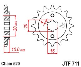 JT ZĘBATKA PRZEDNIA 720 12 CAGIVA 125 W8/FRECCIA/PLANET/MITO/RAPROR '85-10' (72012JT) (ŁAŃC.520)