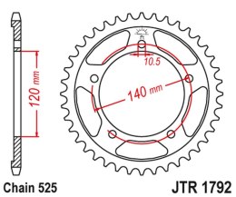 JT ZĘBATKA TYLNA 4398 42 SUZUKI GSR 750 '11-'19, GSXR 750 '00-'03, DL 1000 '15-'16, GSX 750S '15-'16 (439842JT) (ŁAŃC. 525) (CZA