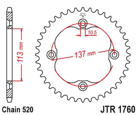JT ZĘBATKA TYLNA 4509 35 SUZUKI LTZ 400 '09-12' (LT-Z), LTR 450 '06-10' (LT-R) (450935JT) (ŁAŃC.520)