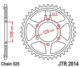 JT ZĘBATKA TYLNA 4529 47 TRIUMPH 675 '06-'17 (452947JT) (ŁAŃC. 525) CZARNA