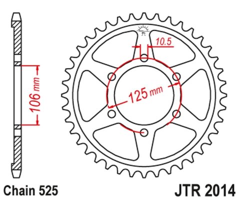 JT ZĘBATKA TYLNA 4529 47 TRIUMPH 675 '06-'17 (452947JT) (ŁAŃC. 525) CZARNA
