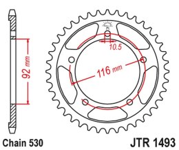 JT ZĘBATKA TYLNA 4542 42 KAWASAKI ZZR 1400 '06-'18 (454242JT) (ŁAŃC. 530) (CZARNA)