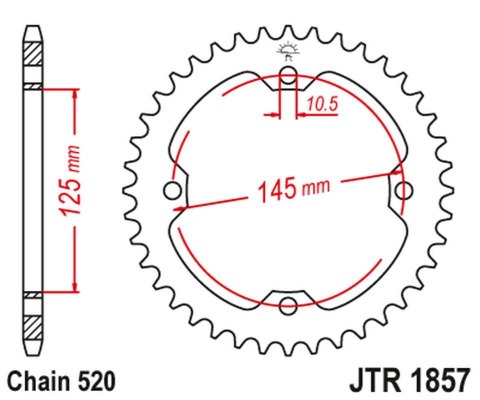 JT ZĘBATKA TYLNA 4588 45 YAMAHA YFZ 450R '09-19, YFM 250/350/450/700 RAPTOR (458845JT) (ŁAŃC. 520) - MOŻE ZASTĄPIĆ 85742JT JT ZĘBATKA TYLNA 4588 45 YAMAHA YFZ 450R '09-19, YFM 250/350/450/700 RAPTOR (458845JT) (ŁAŃC. 520) - MOŻE ZASTĄPIĆ 85742JT