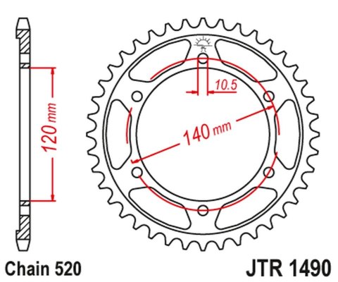 JT ZĘBATKA TYLNA 475 42 KAWASAKI KLR 250 84-05 (47542JT) (ŁAŃC. 520) JT ZĘBATKA TYLNA 475 42 KAWASAKI KLR 250 84-05 (47542JT) (ŁAŃC. 520)