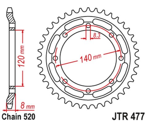 JT ZĘBATKA TYLNA 506 43 KAWASAKI KLR 600 '84-90' (50643JT) (ŁAŃC.520) JT ZĘBATKA TYLNA 506 43 KAWASAKI KLR 600 '84-90' (50643JT) (ŁAŃC.520)