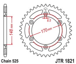 JT ZĘBATKA TYLNA 804 47 SUZUKI DR 800 BIG '94' (80447JT) (ŁAŃC.525)