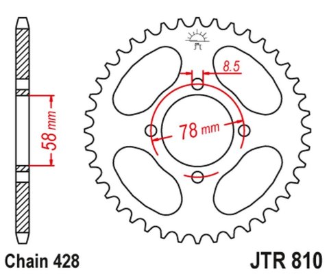 JT ZĘBATKA TYLNA 810 46 SUZUKI RG 80 GAMMA '86-87, TC 90 '71, KAWASAKI KH 125 '77-82, HYOSUNG GA 125 '99-01, GF 125 '98-03, CRUI JT ZĘBATKA TYLNA 810 46 SUZUKI RG 80 GAMMA '86-87, TC 90 '71, KAWASAKI KH 125 '77-82, HYOSUNG GA 125 '99-01, GF 125 '98-03, CRUI