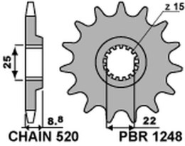 PBR ZĘBATKA PRZEDNIA 1248 15 18NC KTM SX/EXC 125/150 '88-'25 SAMOOCZYSZCZAJĄCA (JTF1901.15SC) (ŁAŃC. 520)