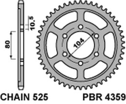PBR ZĘBATKA TYLNA 4359 44 C45 KAWASAKI ZXR 750R NINJA '96-'03, KLZ VERSYS 1000 '12-'20, Z 1000 '03-'20 (JTR1489.44) (ŁAŃC. 525)