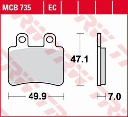 TRW ZF KLOCKI HAMULCOWE KH350 ECO ORGANIC DERBI SENDA '07-'16, CROSS CITY 125 '07-'16, SENDA 125 '04-'14, PEUGEOT ELYSTAR 50/125