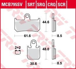 TRW ZF KLOCKI HAMULCOWE KH442/4 CARBON RACING YAMAHA YZF R1 '06-'14, MT-01 1700 '05-'12, XV 1700 V-MAX '09-'16 PRZÓD