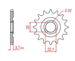 MTX PARTS ZĘBATKA PRZEDNIA 2103 13 YAMAHA YZF 250 '01-'17, WR 250F '01-'17 (JTF1590.13) (ŁAŃC. 520)