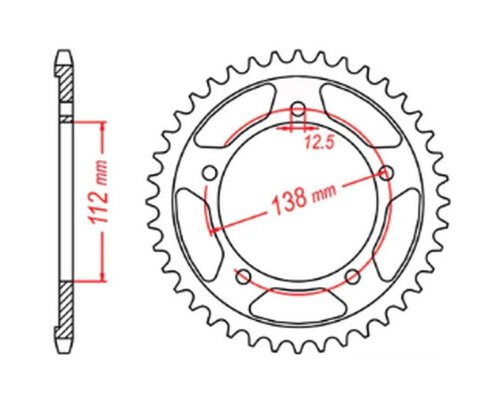 MTX PARTS ZĘBATKA TYLNA 4350 44 HONDA VT 600C SHADOW '90-'07 (JTR1332.44) (ŁAŃC. 525)