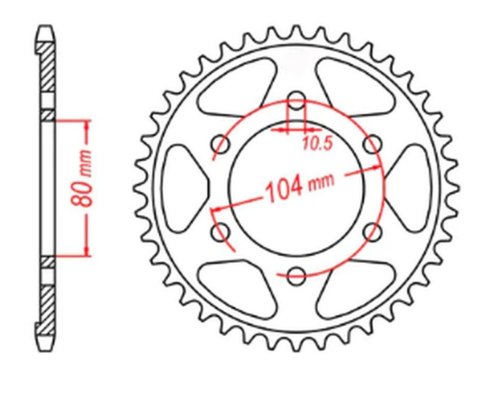 MTX PARTS ZĘBATKA TYLNA 4359 44 KAWASAKI ZX750R, NINJA, KLZ VERSYS (12-) (JTR1489.44) (ŁAŃC. 525)
