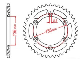 MTX PARTS ZĘBATKA TYLNA 702 45 HUSQVARNA TE 410 '99-'00, TE 610 '99-'09, SMR 450/630 '03-'04, SUZUKI DR 350 '90-'03 (JTR822.45) 