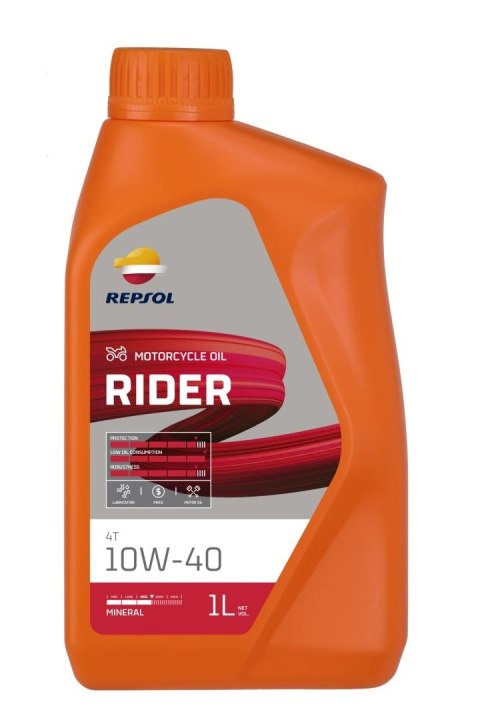 REPSOL OLEJ SILNIKOWY 4T RIDER 10W40 1L MA2 MINERALNY (12) - ZASTĘPUJE RP165N51 REPSOL OLEJ SILNIKOWY 4T RIDER 10W40 1L MA2 MINERALNY (12) - ZASTĘPUJE RP165N51