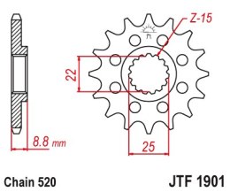 JT ZĘBATKA PRZEDNIA Z GUMĄ 1248 14 KTM SX/EXC '91-'25, GASGAS, BETA, HUSQVARNA (124814RB) (ŁAŃC. 520) - ZAMÓWIĆ