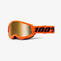 100 PROCENT GOGLE STRATA 2 NEON ORANGE - MIRROR GOLD LENS - KOLOR POMARAŃCZOWY/CZARNY SZYBKA ZŁOTE LUSTRO