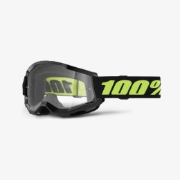 100 PROCENT GOGLE STRATA 2 SOLAR ECLIPSE - CLEAR LENS - KOLOR CZARNY/ŻÓŁTY FLUO SZYBKA PRZEŹROCZYSTA