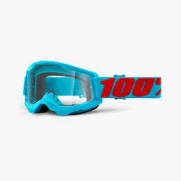100 PROCENT GOGLE STRATA 2 SUMMIT - CLEAR LENS - KOLOR JASNY NIEBIESKI/CZERWONY SZYBKA PRZEŹROCZYSTA STARY KOD: 50421-101-08