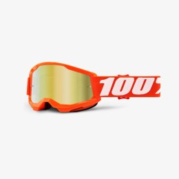 100 PROCENT GOGLE STRATA 2 YOUTH JUNIOR ORANGE - MIRROR GOLD LENS - KOLOR POMARAŃCZOWY/BIAŁY SZYBKA ZŁOTE LUSTRO STARY KOD: 5052