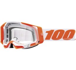 100 PROCENT WYPRZEDAŻ GOGLE RACECRAFT 2 ORANGE - CLEAR LENS - KOLOR POMARAŃCZOWY/BIAŁY SZYBKA PRZEŹROCZYSTA