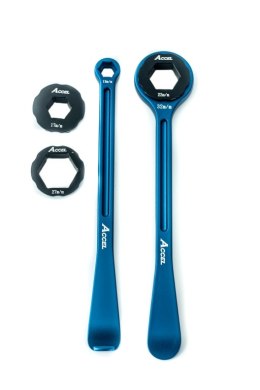 ACCEL KOMPLET ŁYŻEK DO OPON (23+24CM) ALU7075 KUTE Z KLUCZAMI 10,13,17,22,27,32 MM KOLOR NIEBIESKI (ŁYŻKA DO OPON)