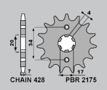 PBR ZĘBATKA PRZEDNIA 217515 (2175 15) SWM 125 ACE OF SPADES '22, VAREZ '17-'21, RS125R '15-'21, SM125R '16-'21 (ŁAŃC: 428) PBR ZĘBATKA PRZEDNIA 217515 (2175 15) SWM 125 ACE OF SPADES '22, VAREZ '17-'21, RS125R '15-'21, SM125R '16-'21 (ŁAŃC: 428)