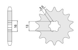 CHT ZĘBATKA PRZEDNIA 428 14 (428-14) (ŁAŃC.428) SUZUKI POLINI