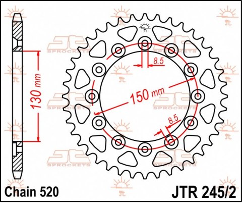 JT ZĘBATKA TYLNA 245 41 HONDA XL 600 LM '85-'88 (24541JT) (ŁAŃC. 520) JT ZĘBATKA TYLNA 245 41 HONDA XL 600 LM '85-'88 (24541JT) (ŁAŃC. 520)