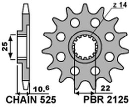 PBR ZĘBATKA PRZEDNIA 2125 15 18NC MV AUGUSTA 910/920/989/990/1000