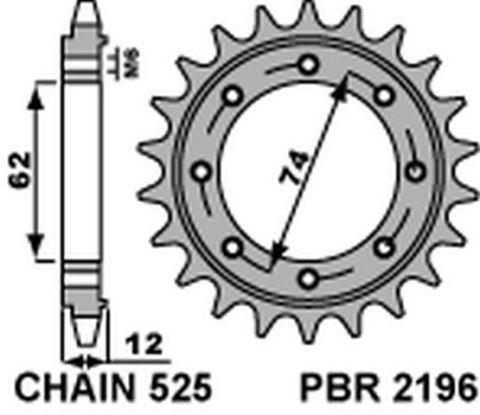 PBR ZĘBATKA PRZEDNIA 2196 22 18NC GILERA GP 800 (09-13), APRILIA SRV850 (12) (ŁAŃC. 525) PBR ZĘBATKA PRZEDNIA 2196 22 18NC GILERA GP 800 (09-13), APRILIA SRV850 (12) (ŁAŃC. 525)