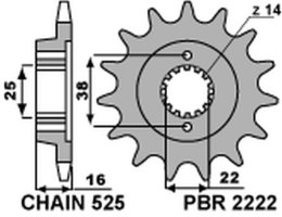 PBR ZĘBATKA PRZEDNIA 2222 14 18NC DUCATI 796 10-12 (ŁAŃC. 525)