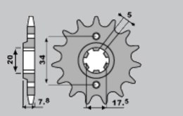 PBR ZĘBATKA PRZEDNIA 279 14 18NC NSR 125/ VT 125 (JTF327.14) (ŁAŃC. 520)