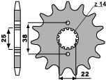 PBR ZĘBATKA PRZEDNIA 728 14 18NC (ŁAŃC. 530) CAGIVA ELEFANT 750 87-89