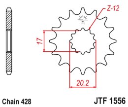 JT ZĘBATKA PRZEDNIA 2064 12 YAMAHA TZR 50 (SPAIN) (206412JT) (ŁAŃC. 428) KONWERSJA