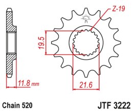 JT ZĘBATKA PRZEDNIA 2180 12 POLARIS 250/300/350/400/425 '89-99' (218012JT) (ŁAŃC. 520)