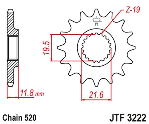 JT ZĘBATKA PRZEDNIA 2180 12 POLARIS 250/300/350/400/425 '89-99' (218012JT) (ŁAŃC. 520) JT ZĘBATKA PRZEDNIA 2180 12 POLARIS 250/300/350/400/425 '89-99' (218012JT) (ŁAŃC. 520)