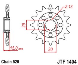 JT ZĘBATKA PRZEDNIA 2199 15 BMW S1000 RR, '09-22', 1000 HP4 '13-15' (219915JT) (ŁAŃC. 520)