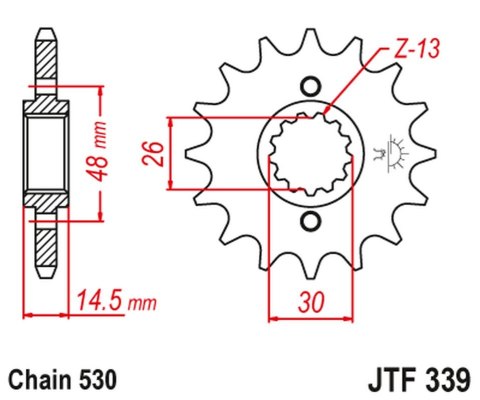 JT ZĘBATKA PRZEDNIA 339 15 HONDA VFR 750 86-87, CBX 750F 84-86, VFR 800 '02-'14 (33915JT) (ŁAŃC. 530) JT ZĘBATKA PRZEDNIA 339 15 HONDA VFR 750 86-87, CBX 750F 84-86, VFR 800 '02-'14 (33915JT) (ŁAŃC. 530)