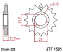 JT ZĘBATKA PRZEDNIA 566M 13 YAMAHA YZF R6 '99-20', FZ6 '04-09' (566M13JT) (ŁAŃC. 520) KONWERSJA