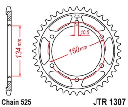 JT ZĘBATKA TYLNA 4405 43 HONDA CBR 600RR '03-'06 (PC37) (440543JT) (ŁAŃC. 525) = JTR1317.43