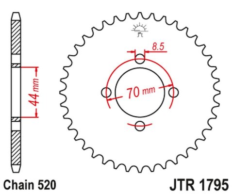 JT ZĘBATKA TYLNA 4493 24 SUZUKI LT80 QUADSPORT '89-'06 (449324JT) (ŁAŃC. 520) JT ZĘBATKA TYLNA 4493 24 SUZUKI LT80 QUADSPORT '89-'06 (449324JT) (ŁAŃC. 520)