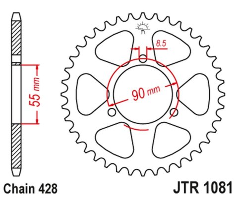 JT ZĘBATKA TYLNA 4612 46 RIEJU 125 RS2 NAKED/MATRIX/PRO '06-10'(461246JT) (ŁAŃC.428) JT ZĘBATKA TYLNA 4612 46 RIEJU 125 RS2 NAKED/MATRIX/PRO '06-10'(461246JT) (ŁAŃC.428)