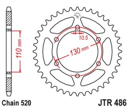 JT ZĘBATKA TYLNA 504 45 KAWASAKI EX250 NINJA '08-'12 (50445JT) (ŁAŃC. 520) CZARNA