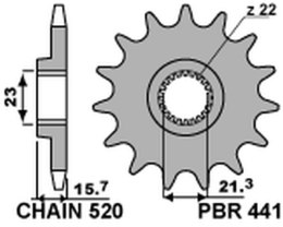 PBR ZĘBATKA PRZEDNIA 441 15 YAMAHA XT 600 '89-'98, XTZ 660 '91-'98 (JTF577.15) (ŁAŃC. 520) (44115JT)