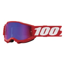 PROMOCJA 100 PROCENT GOGLE ACCURI 2 YOUTH JUNIOR RED - NEON RED/BLUE LENS - KOLOR CZERWONY SZYBKA NIEBIESKIE/CZERWONE LUSTRO STA
