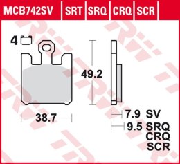 TRW ZF KLOCKI HAMULCOWE KH369/4 CARBON RACING KAWASAKI ZX-6RR 600, ZX-6R 636 '03-'06, ZX-10R '04-'07, ZX-12R '04-'06, SUZUKI GSX