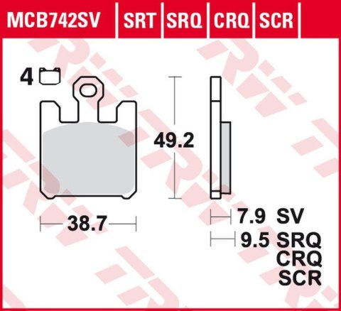 TRW ZF KLOCKI HAMULCOWE KH369/4 CARBON RACING KAWASAKI ZX-6RR 600, ZX-6R 636 '03-'06, ZX-10R '04-'07, ZX-12R '04-'06, SUZUKI GSX TRW ZF KLOCKI HAMULCOWE KH369/4 CARBON RACING KAWASAKI ZX-6RR 600, ZX-6R 636 '03-'06, ZX-10R '04-'07, ZX-12R '04-'06, SUZUKI GSX